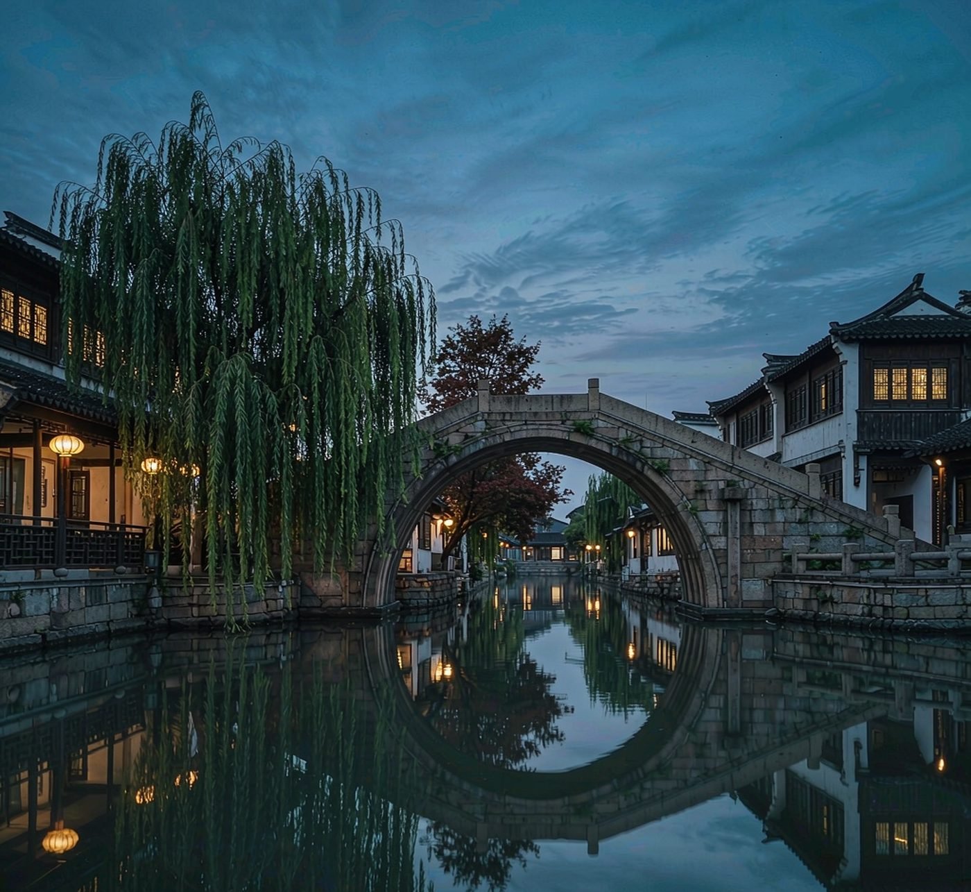 江南水乡古镇夜景 — 华东旅游