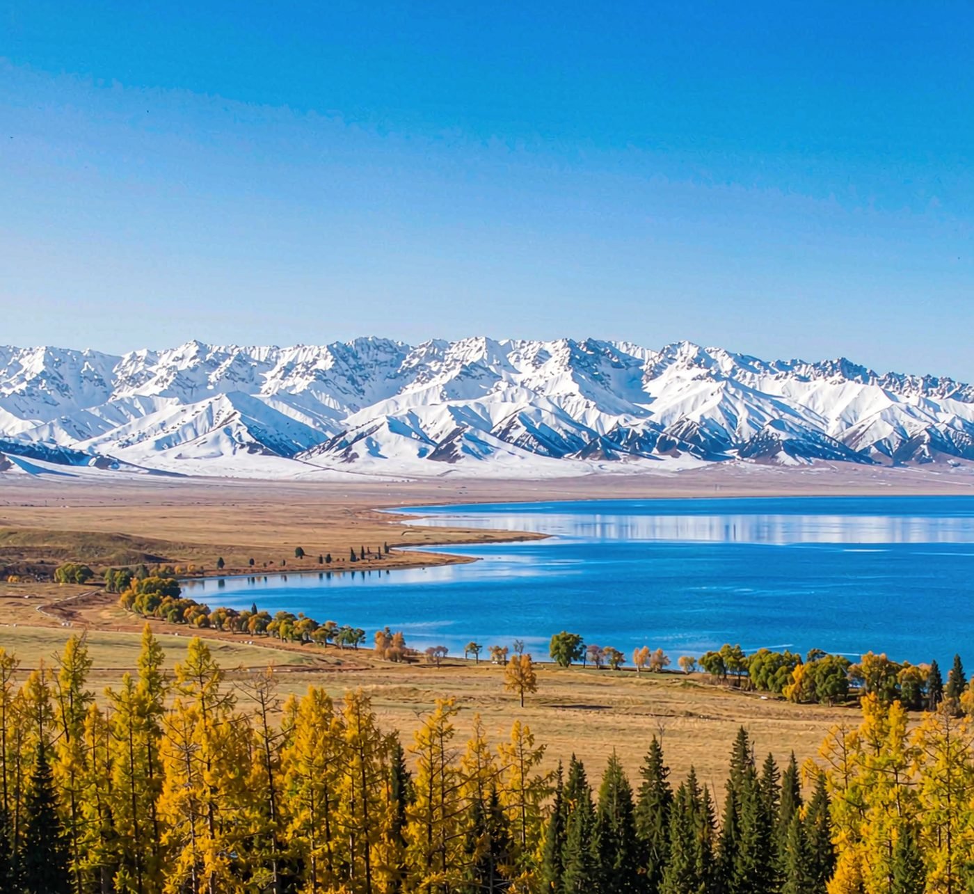新疆喀纳斯湖与雪山 — 新疆旅游